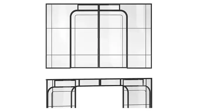Sliding partition made of metal and glass