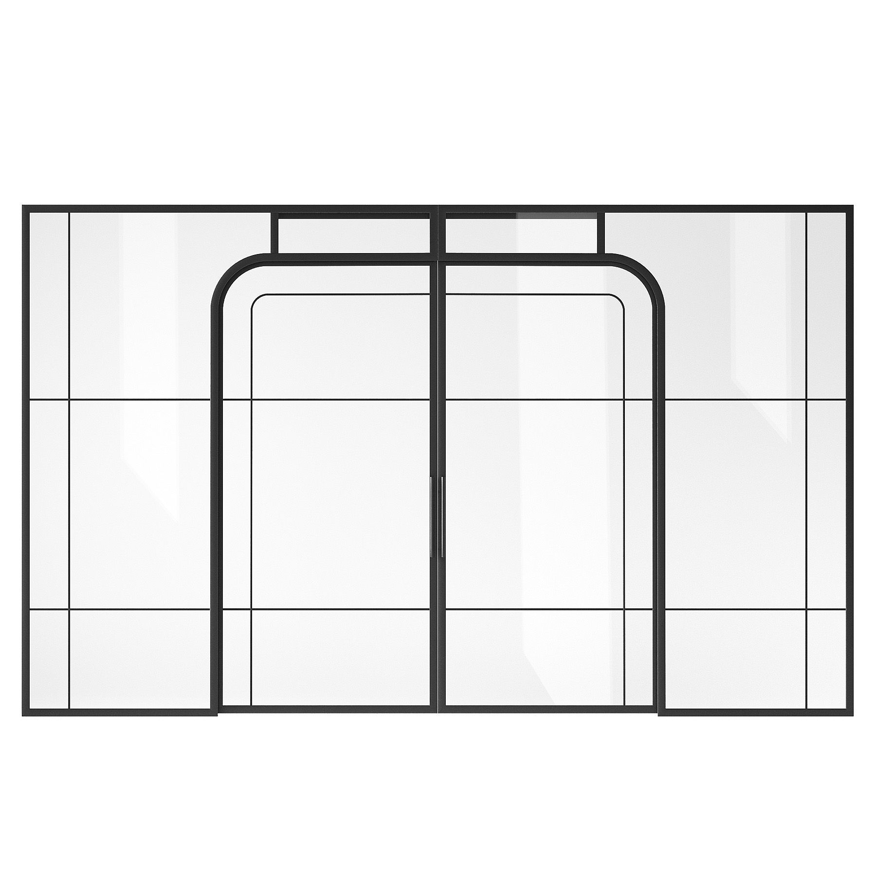 Sliding partition made of metal and glass 3D model_4