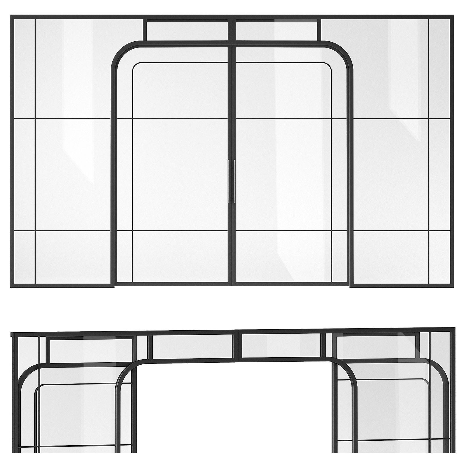 Sliding partition made of metal and glass 3D model_5