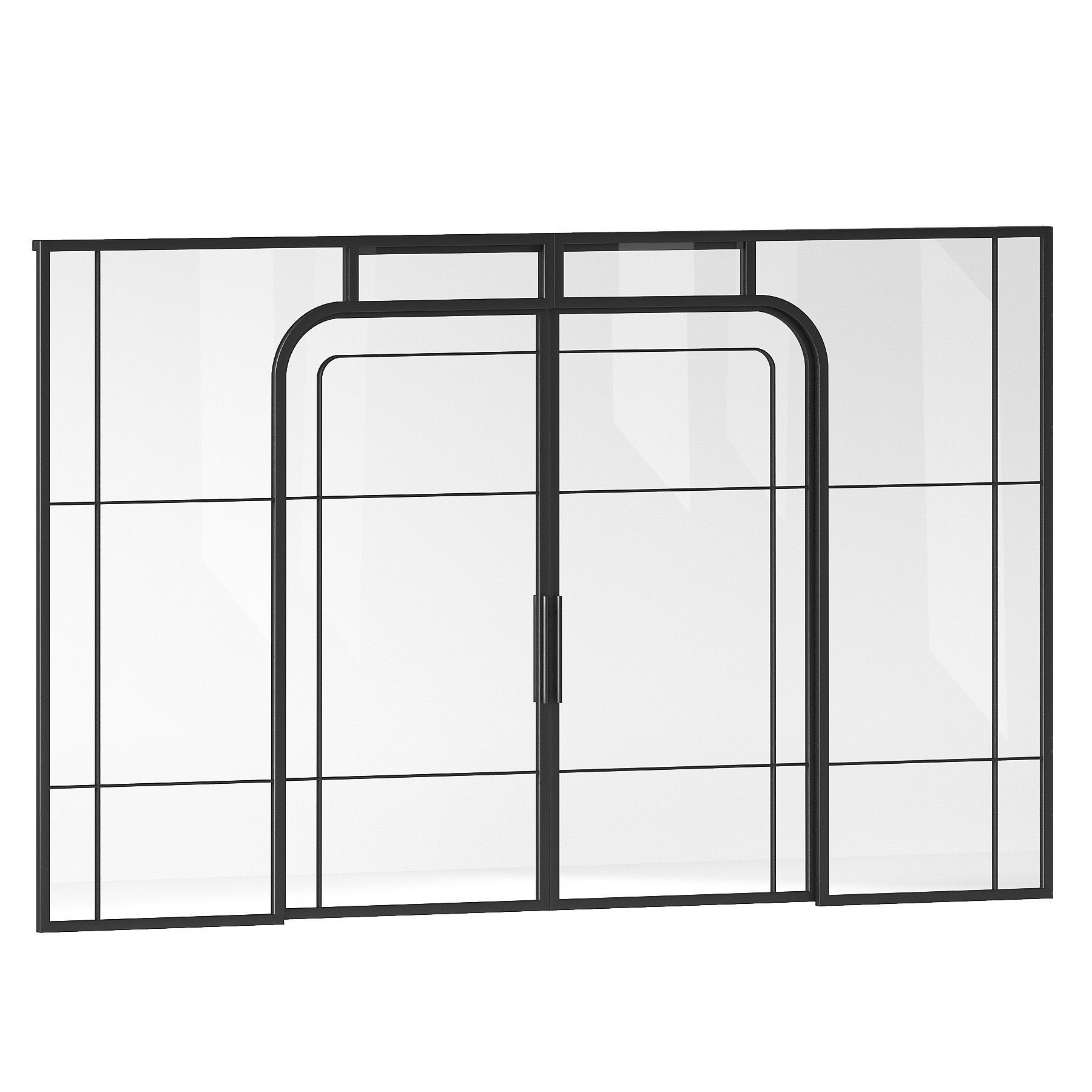 Sliding partition made of metal and glass 3D model_2