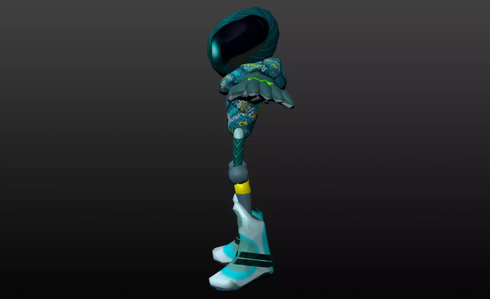 Low-Poly-Hi-Res-Mechanim alien leg Low-poly 3D model_0