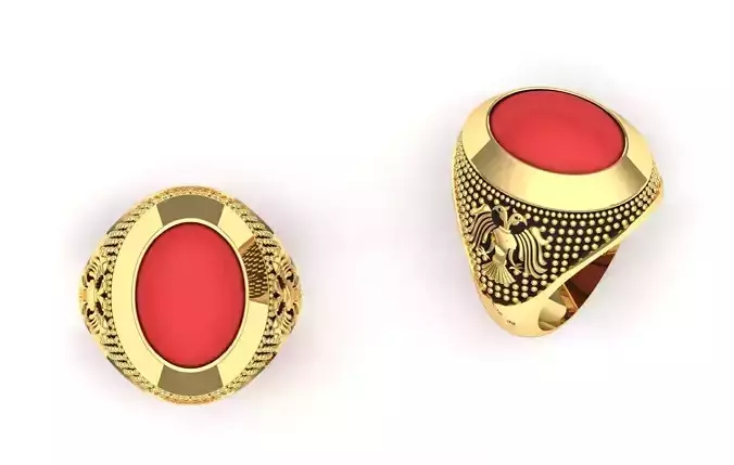 Men s oval stone ring 3D print model