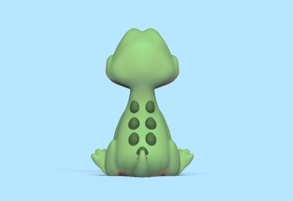Cartoon Sitting Alligator 3D print model_4