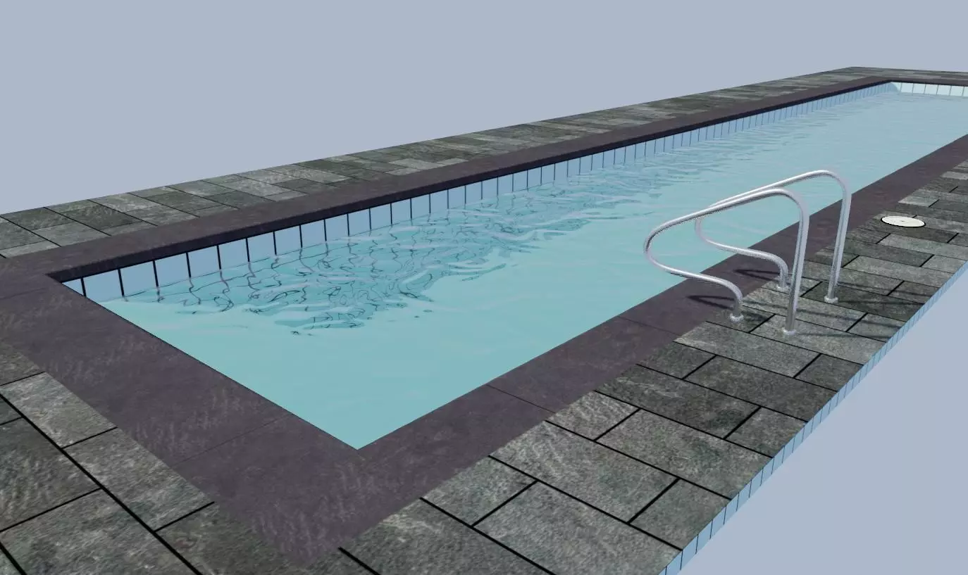Masonry Pool - Piscina de alvenaria Low-poly 3D model_0