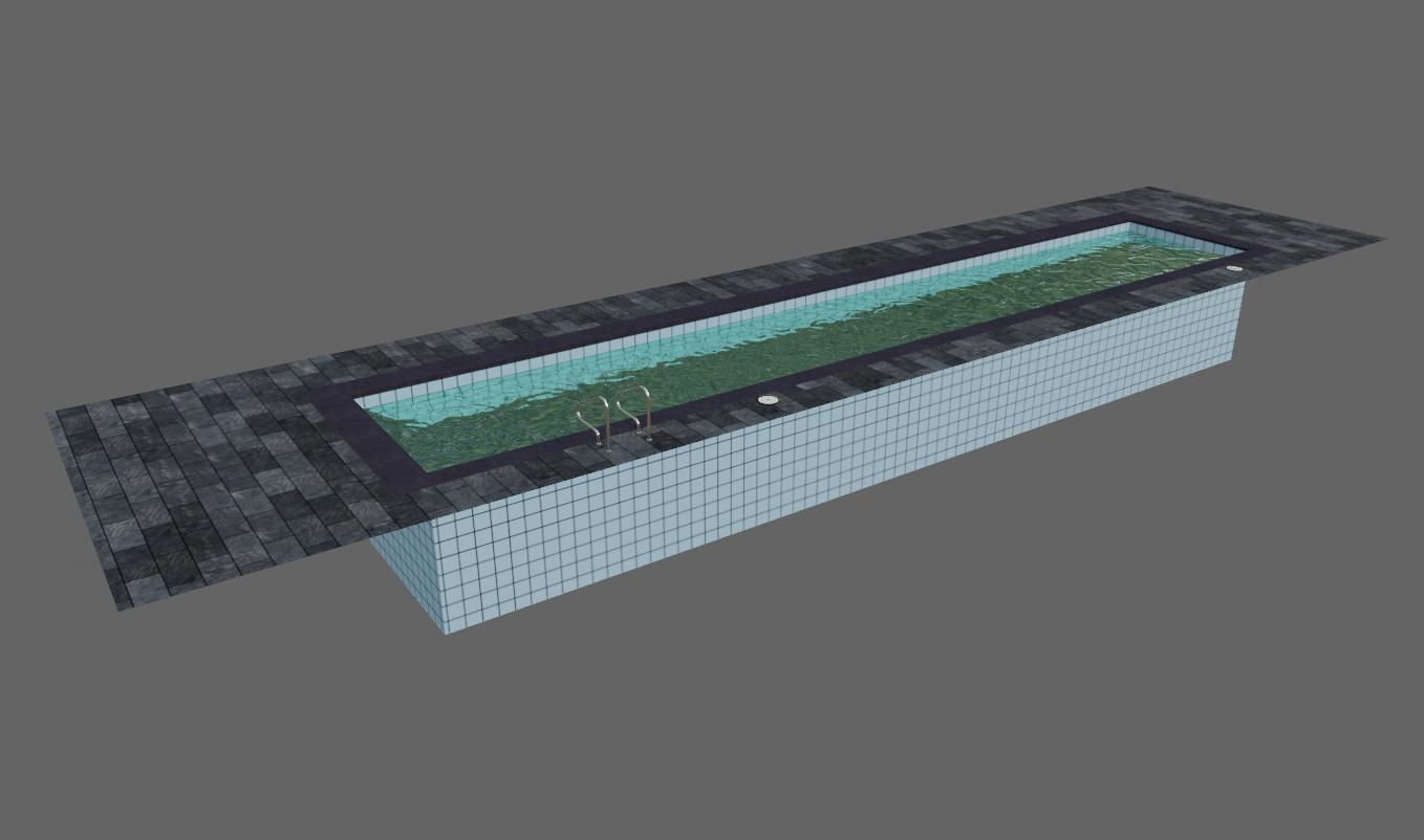 Masonry Pool - Piscina de alvenaria Low-poly 3D model_10