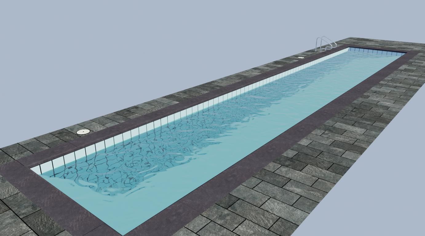 Masonry Pool - Piscina de alvenaria Low-poly 3D model_4