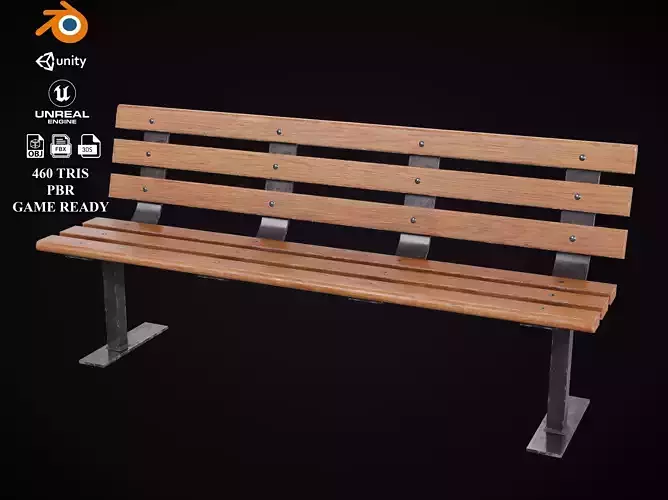 Street bench  Low-poly 3D model