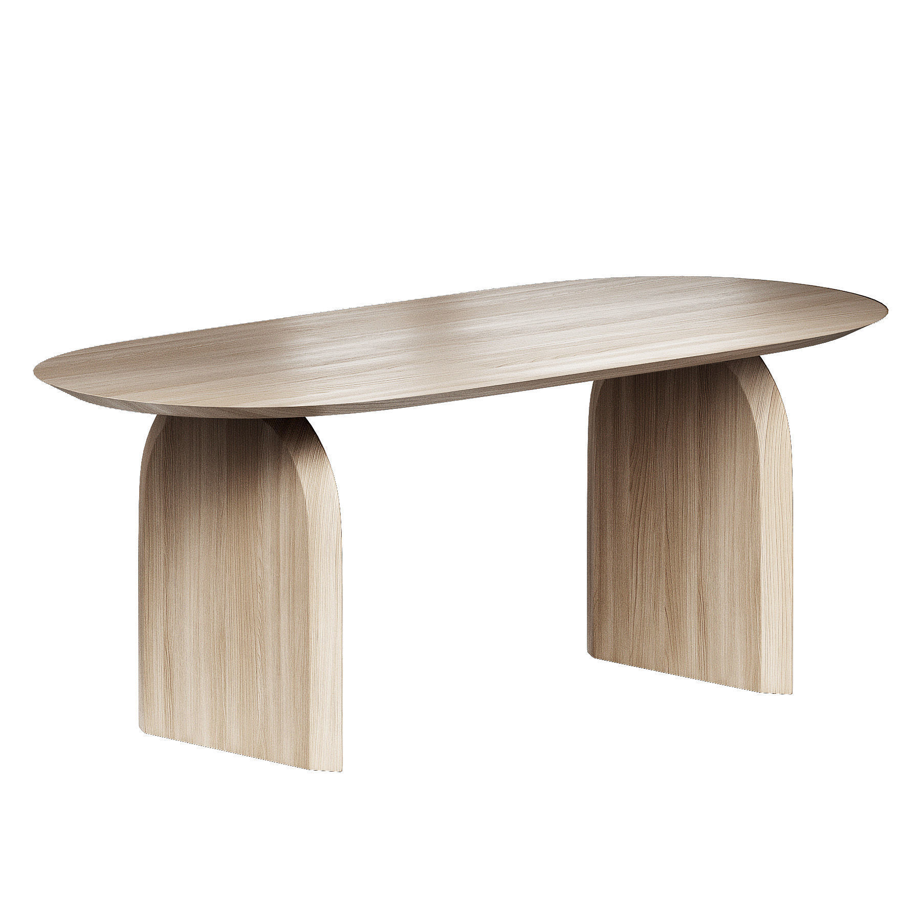 Scandinavian Solid Wood Table Modern semicircular arched design 3D model_1