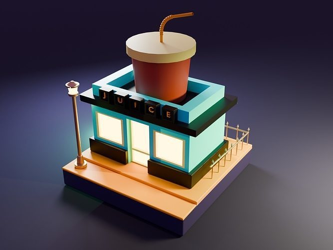 Low Poly Juice Shop - Game-Ready Asset Low-poly 3D model