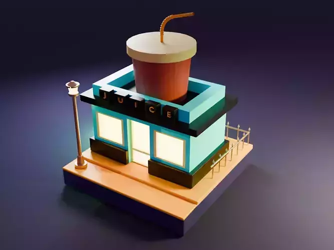 Low Poly Juice Shop - Game-Ready Asset