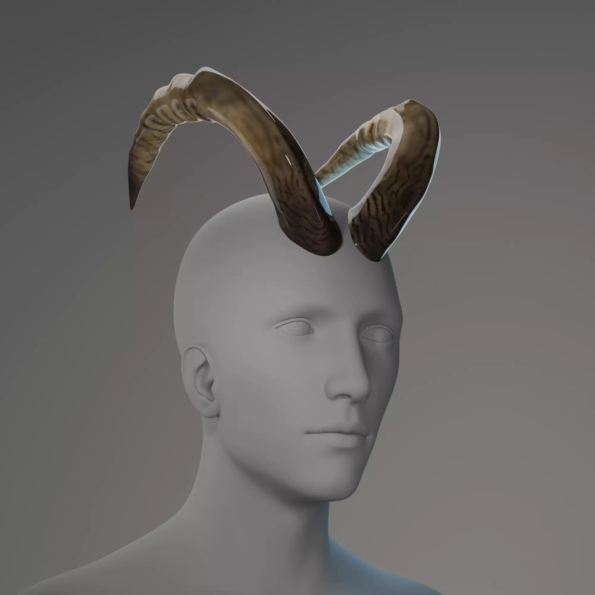Ram Horns 3D Model High Quality Character Accessory Low-poly 3D model_0