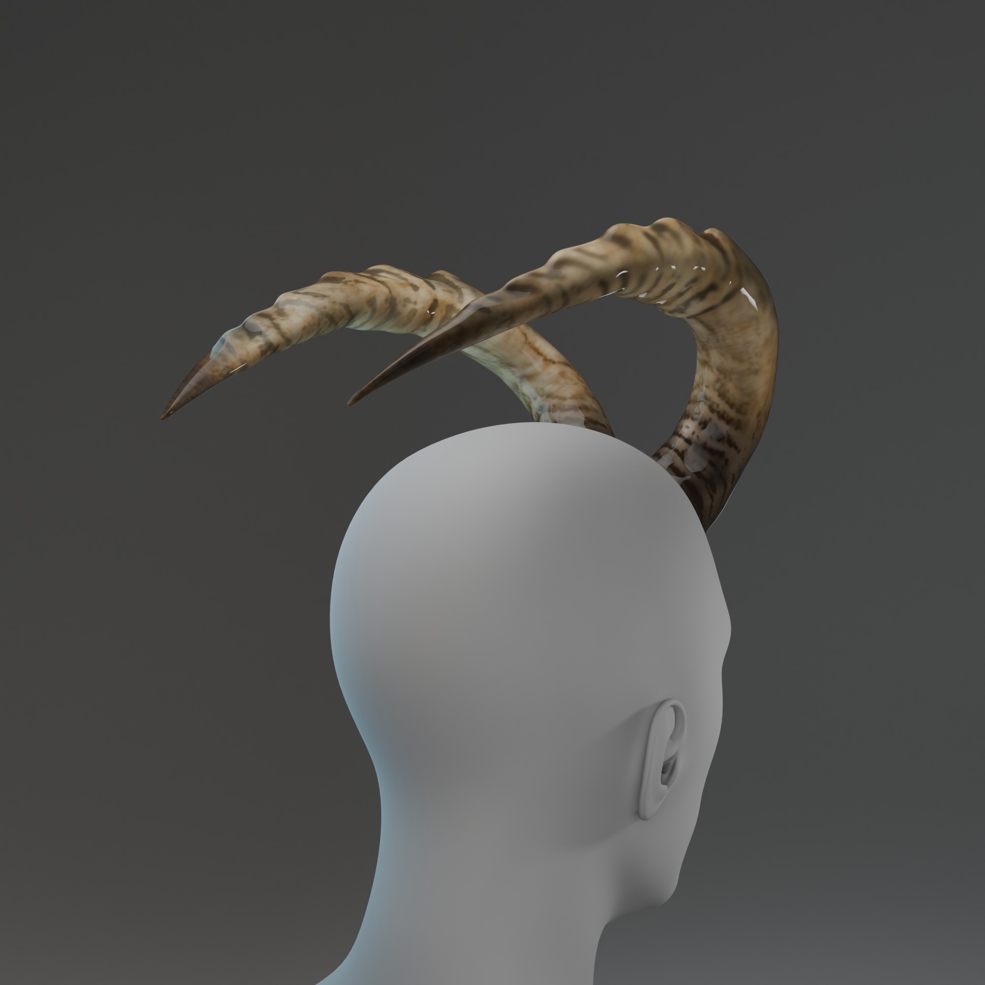 Ram Horns 3D Model High Quality Character Accessory Low-poly 3D model_2