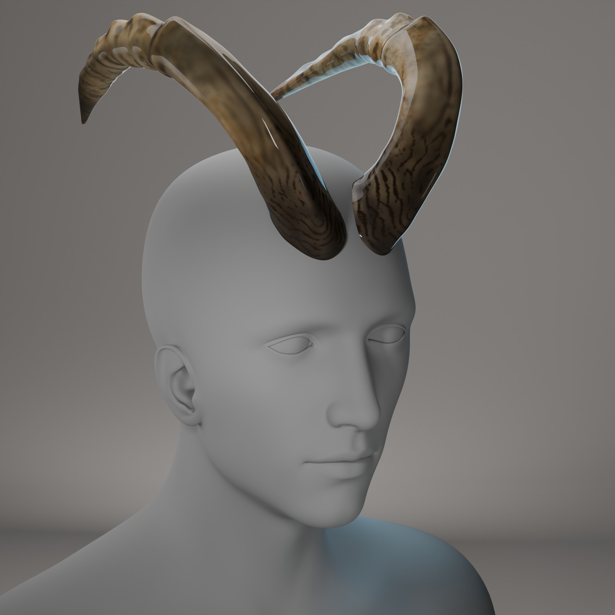 Ram Horns 3D Model High Quality Character Accessory Low-poly 3D model_3