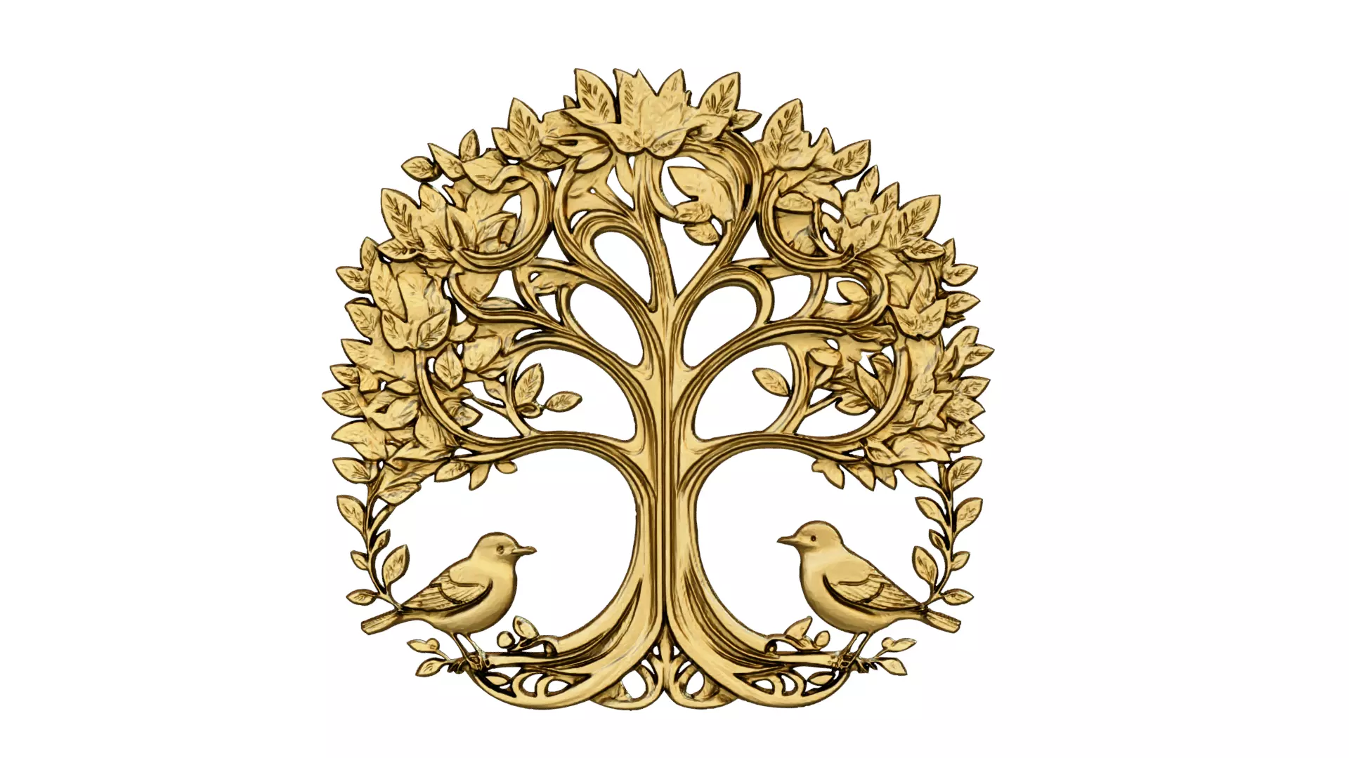 decor set wall panel wall tree relief mural CNC 44 3D model_0