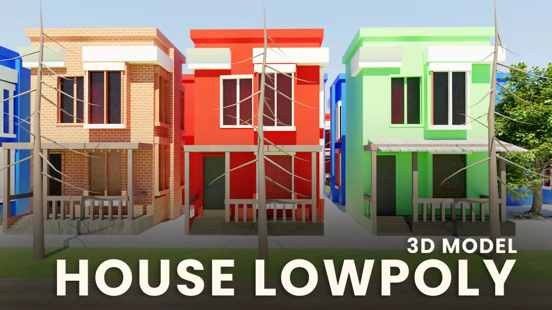 House Low Poly 3D Model - Made In Blender Free low-poly 3D model