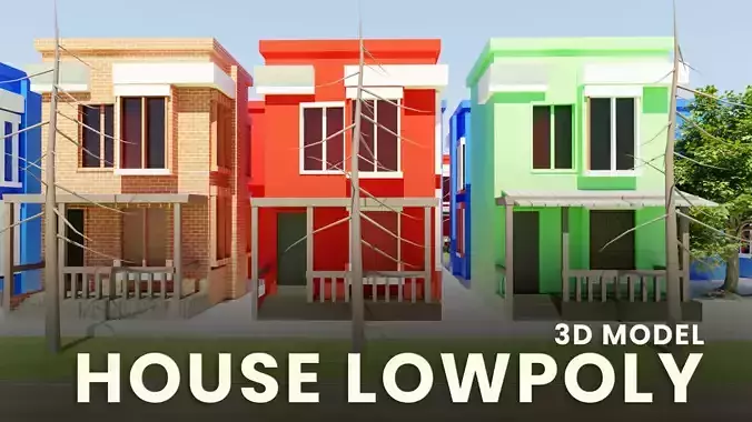 House Low Poly 3D Model - Made In Blender