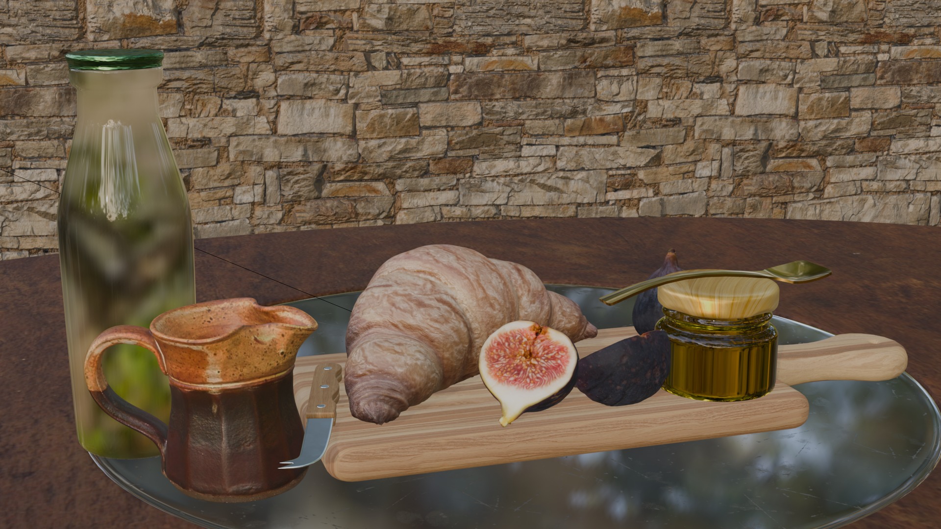 Artisanal Croissant Breakfast Set  3D model_4