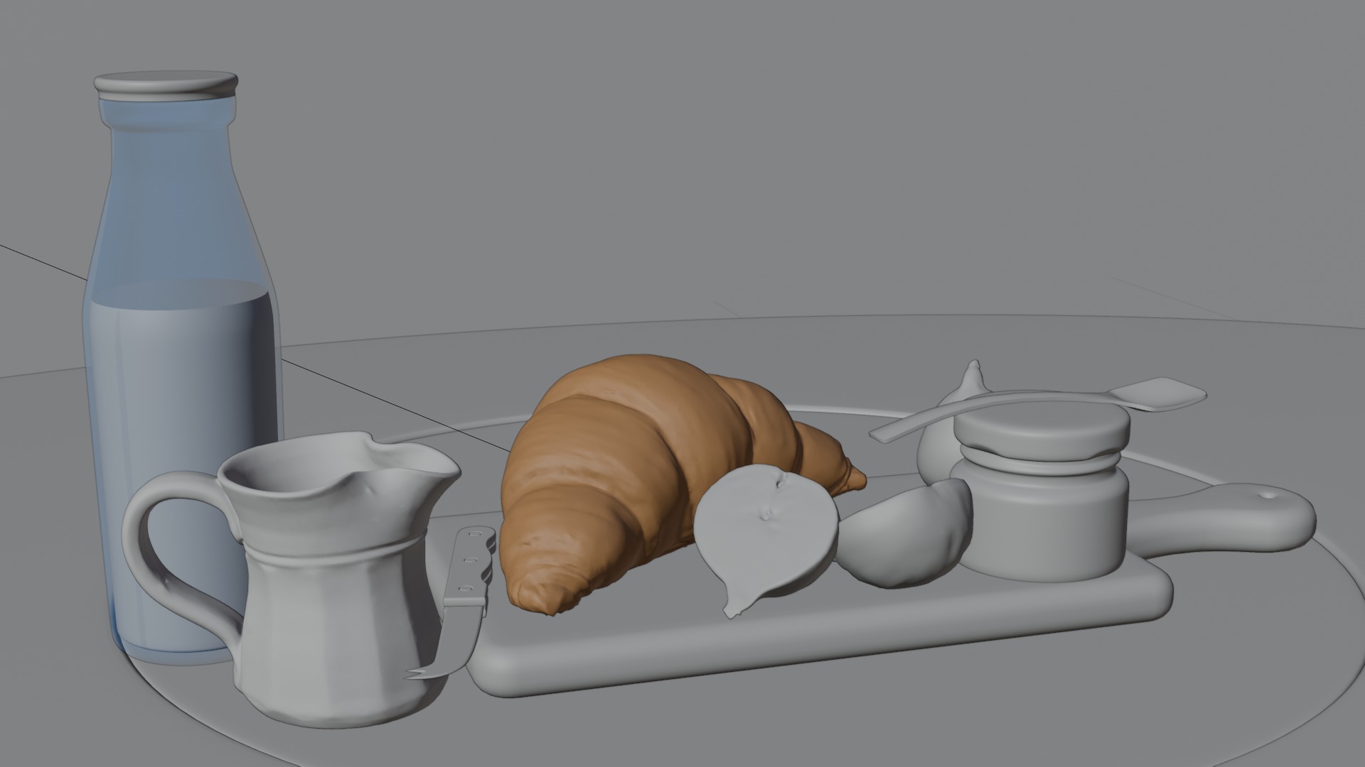 Artisanal Croissant Breakfast Set  3D model_3