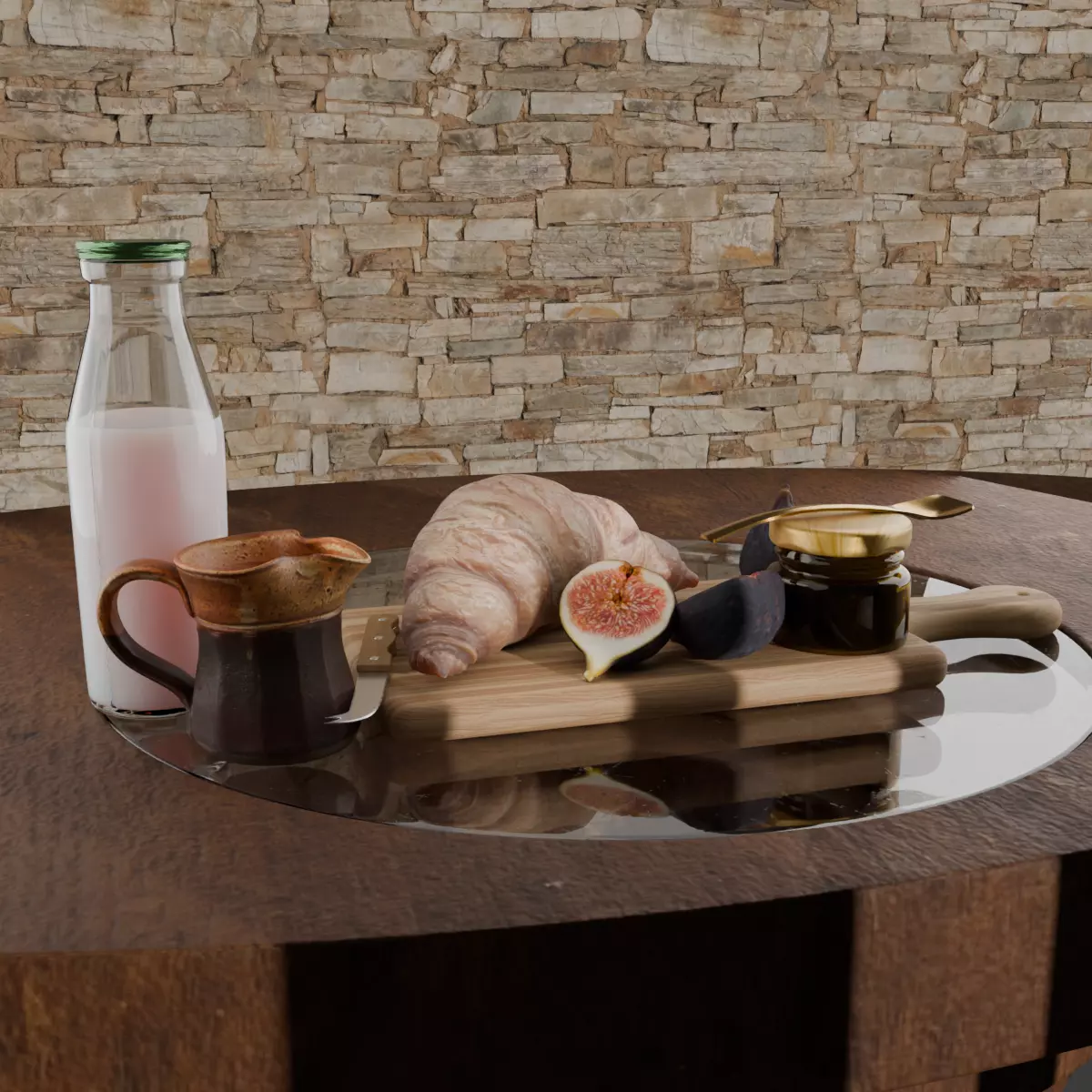 Artisanal Croissant Breakfast Set  3D model_0