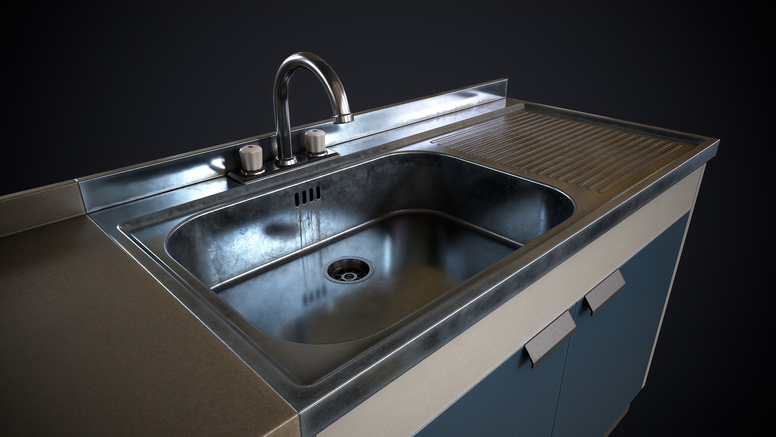 Simple kitchen set Low-poly 3D model_3