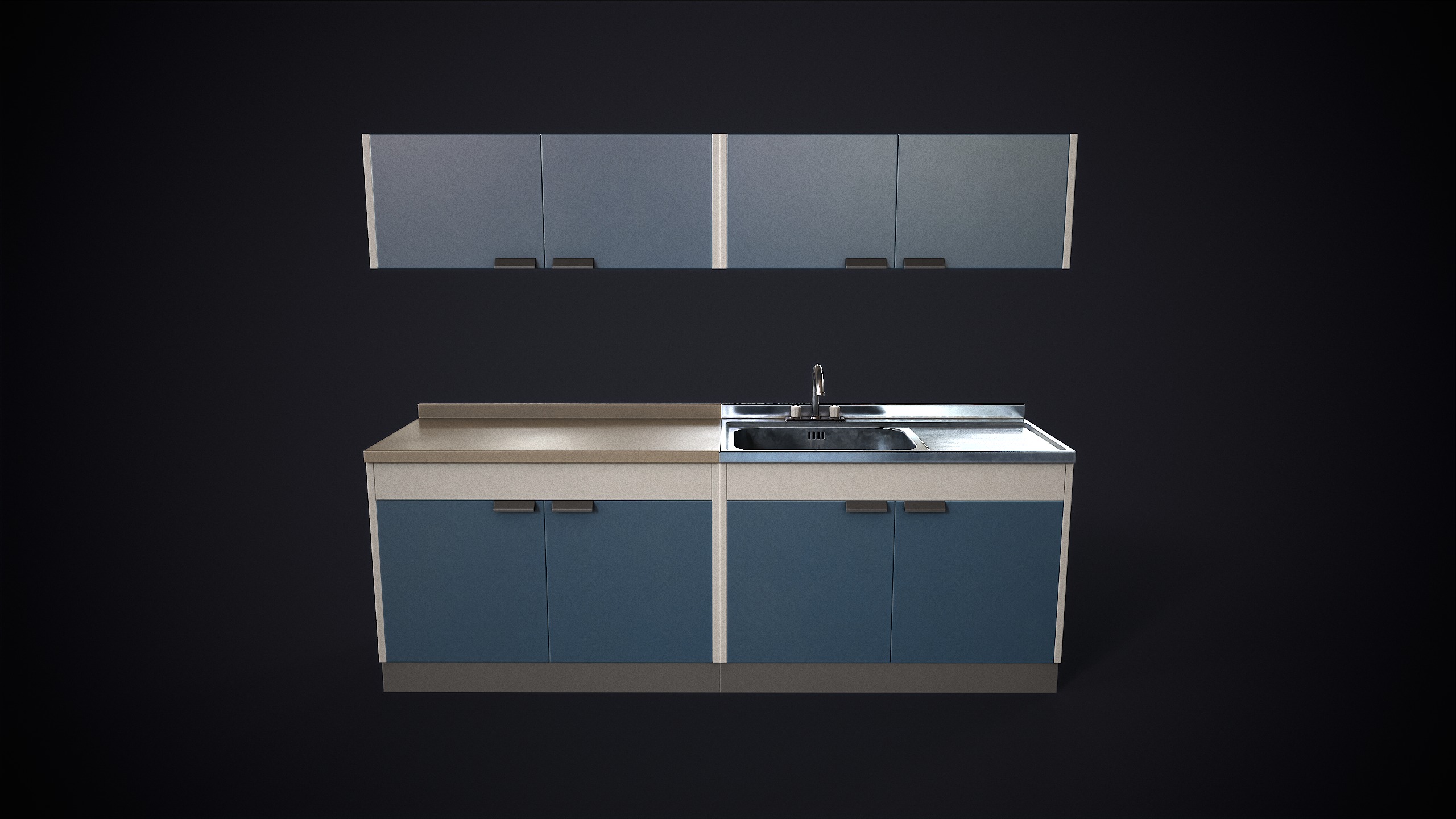 Simple kitchen set Low-poly 3D model_4