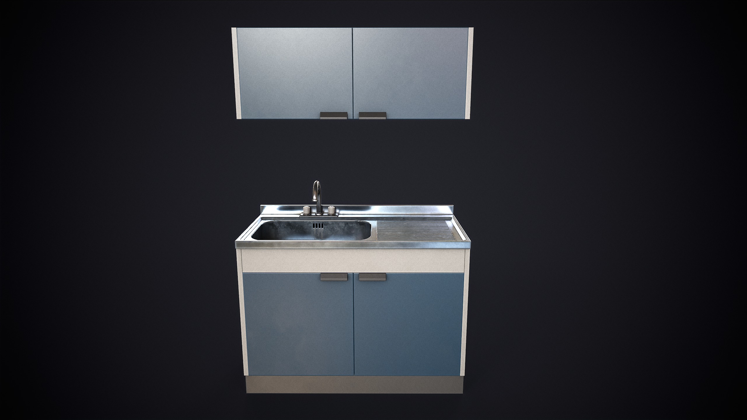 Simple kitchen set Low-poly 3D model_7