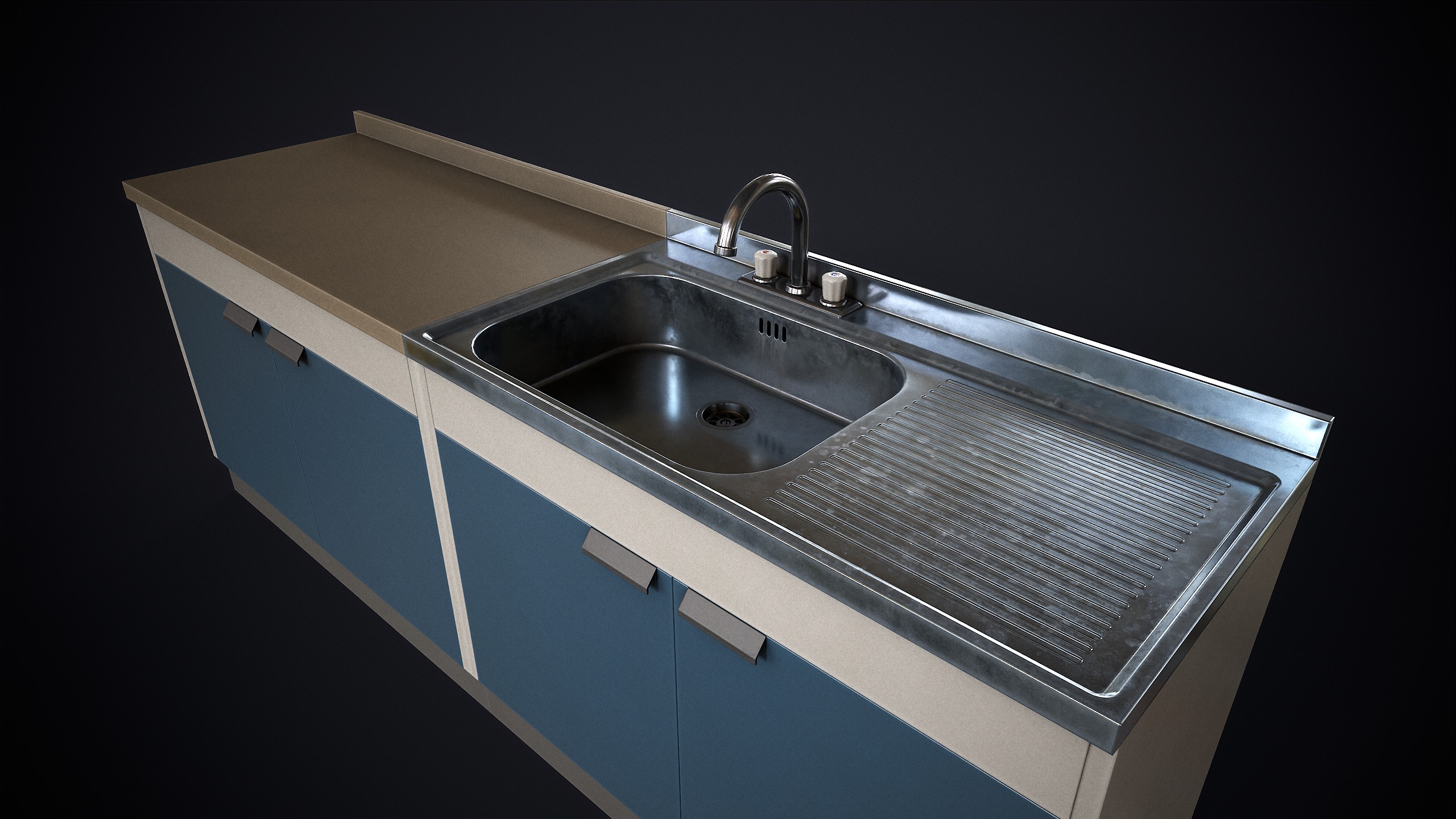 Simple kitchen set Low-poly 3D model_2