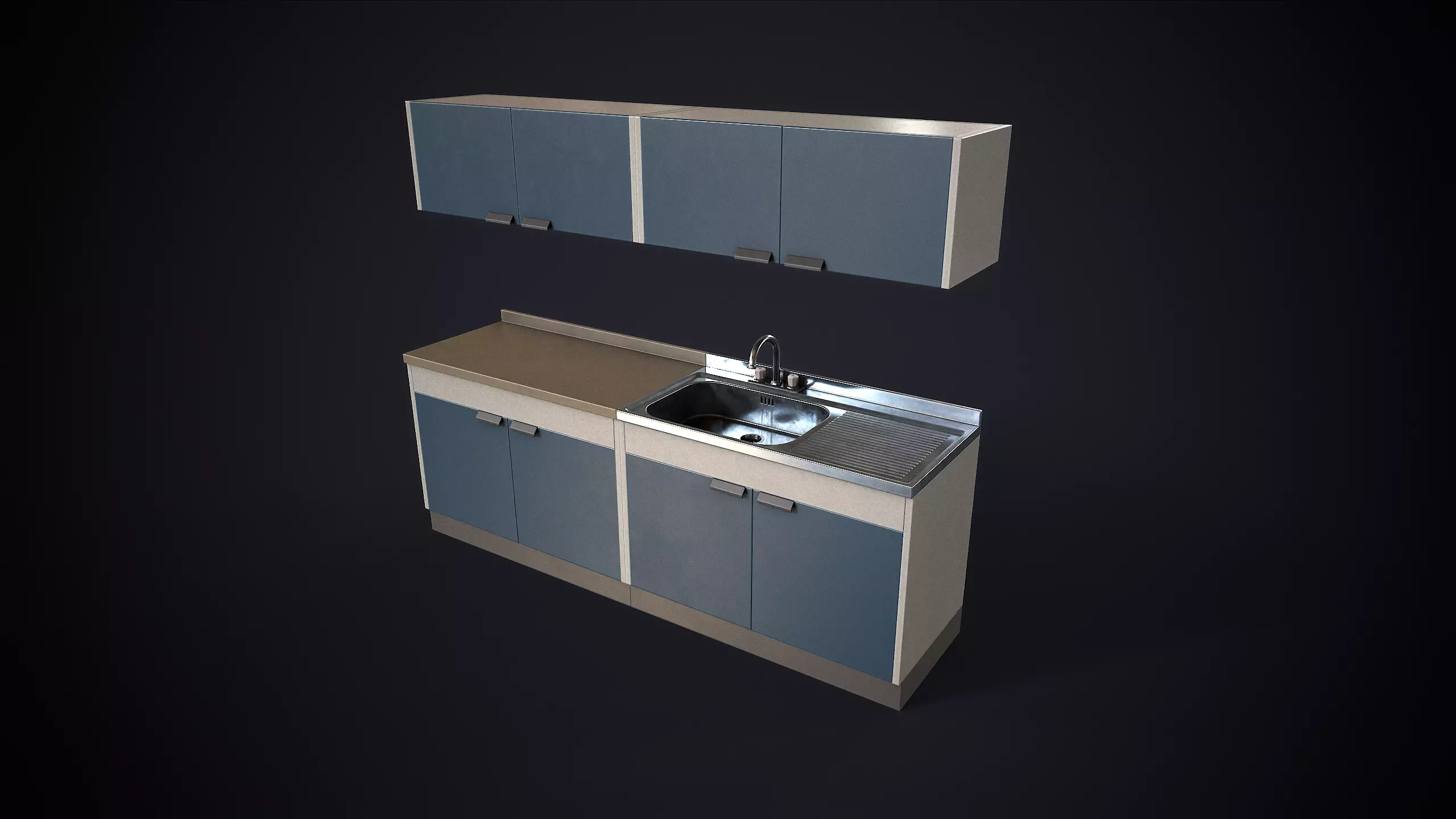 Simple kitchen set Low-poly 3D model_0