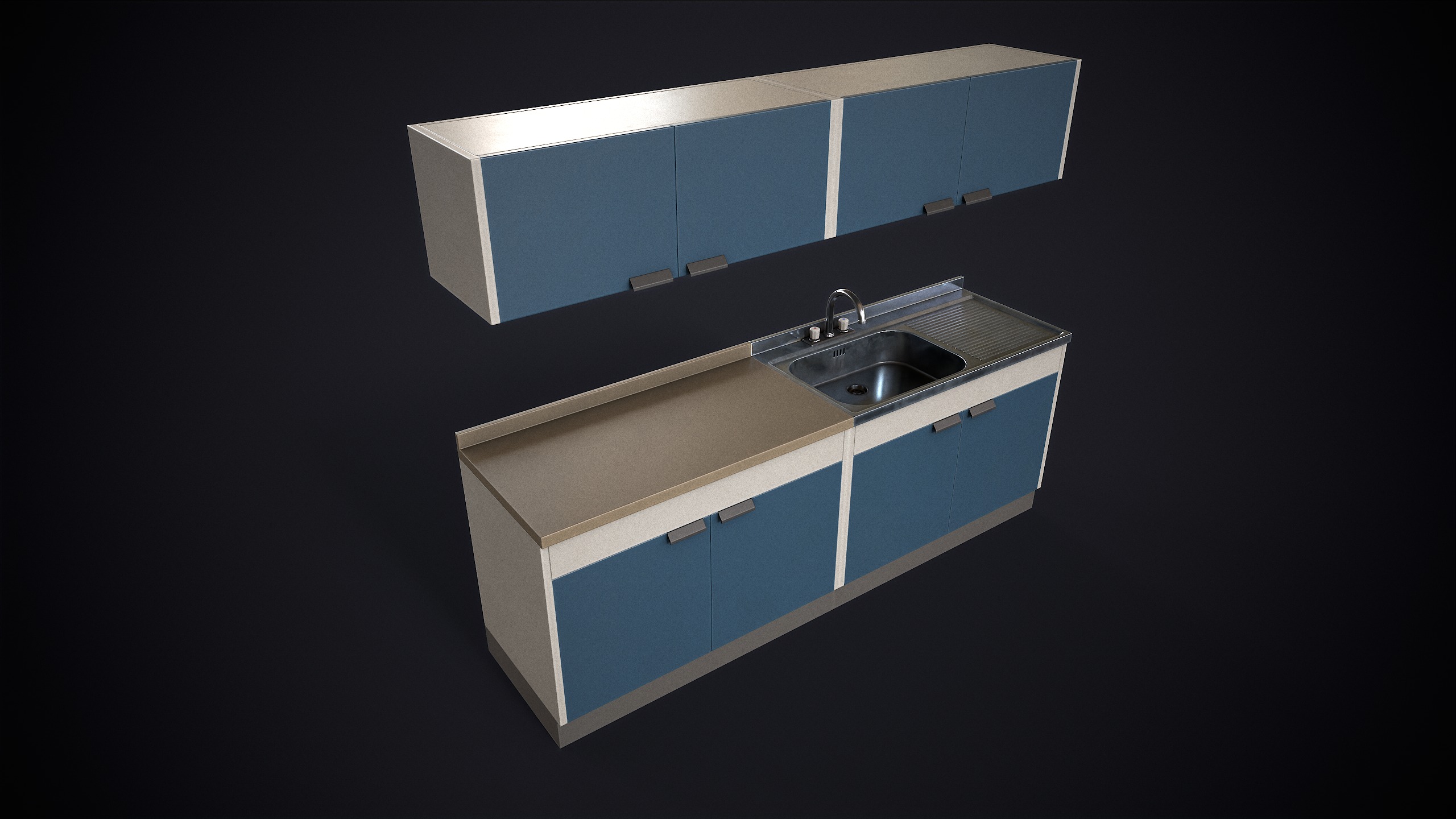 Simple kitchen set Low-poly 3D model_5