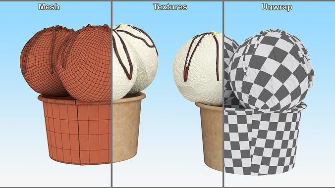 Ice Cream Vanilla Balls with Nuts in Cardboard Cup 3D model 5
