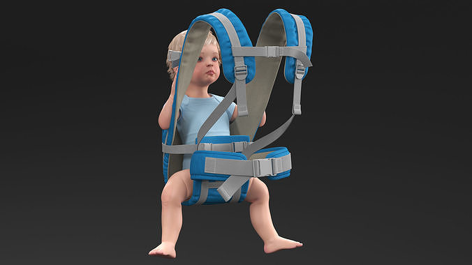 Toddler in Convertible Baby Carrier 3D model 3