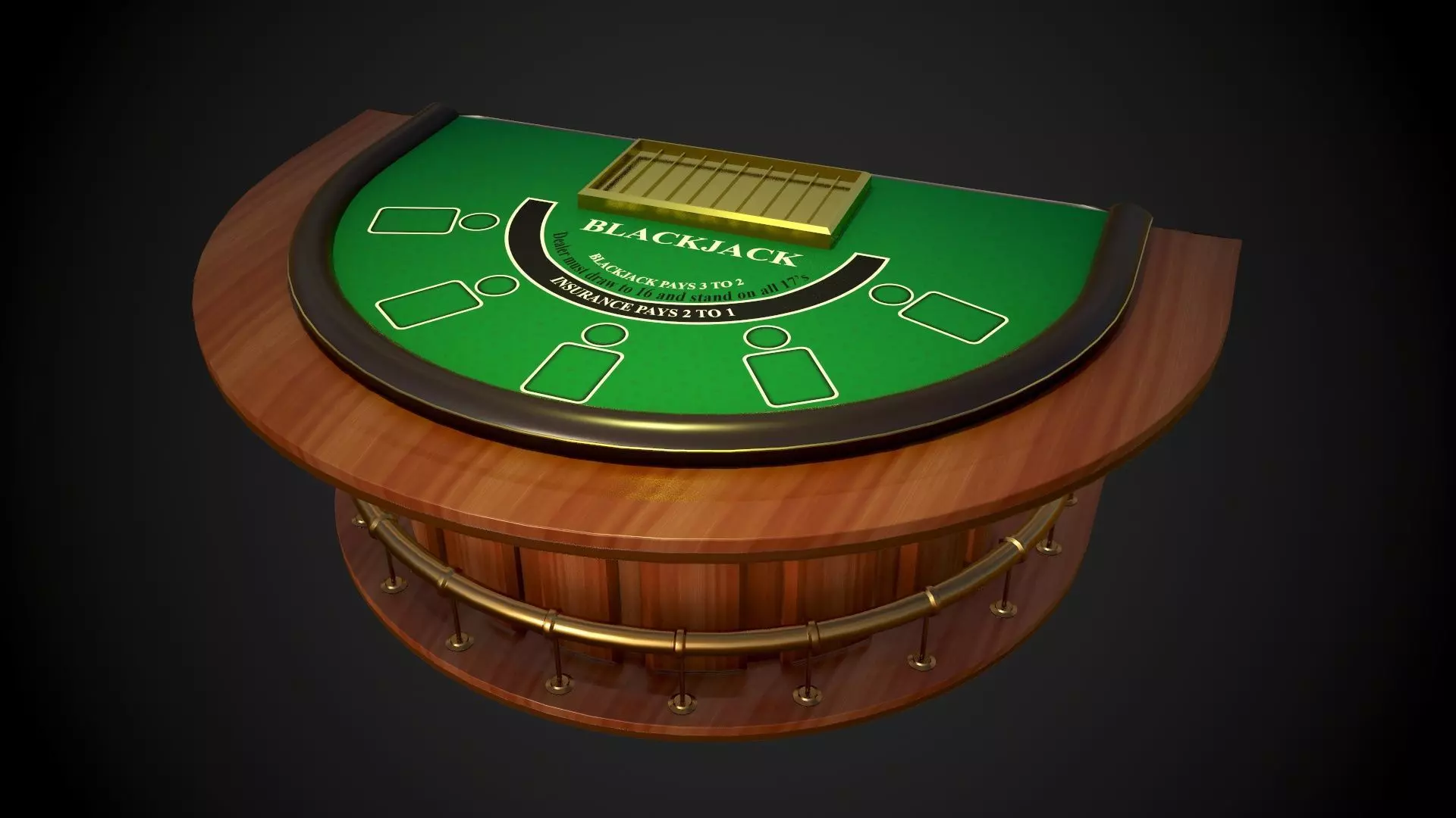 Black Jack Table gambling games Low-poly 3D model_0