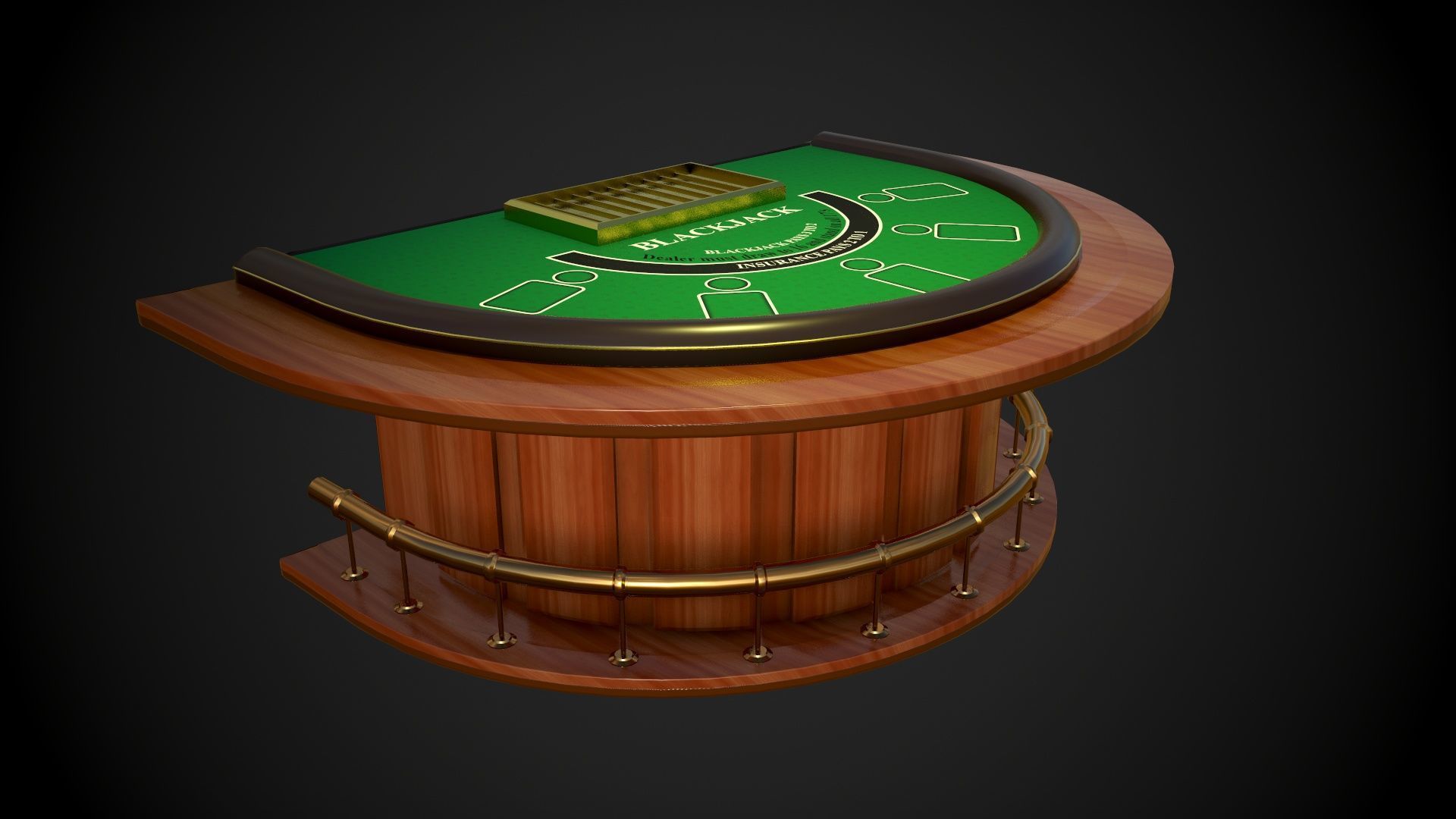 Black Jack Table gambling games Low-poly 3D model_1