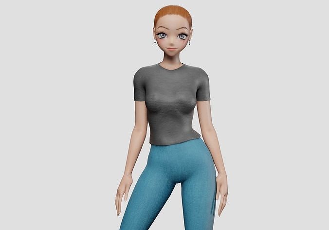 cute teen girl V21604  Low-poly 3D model