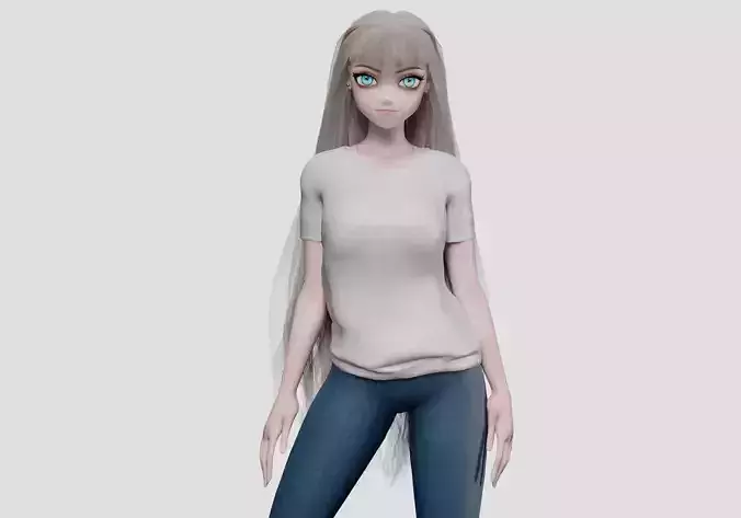 Basic anime girl V33020  Low-poly 3D model