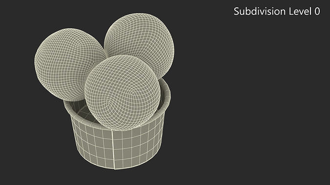Ice Cream Vanilla Balls in Cardboard Cup 3D model 7