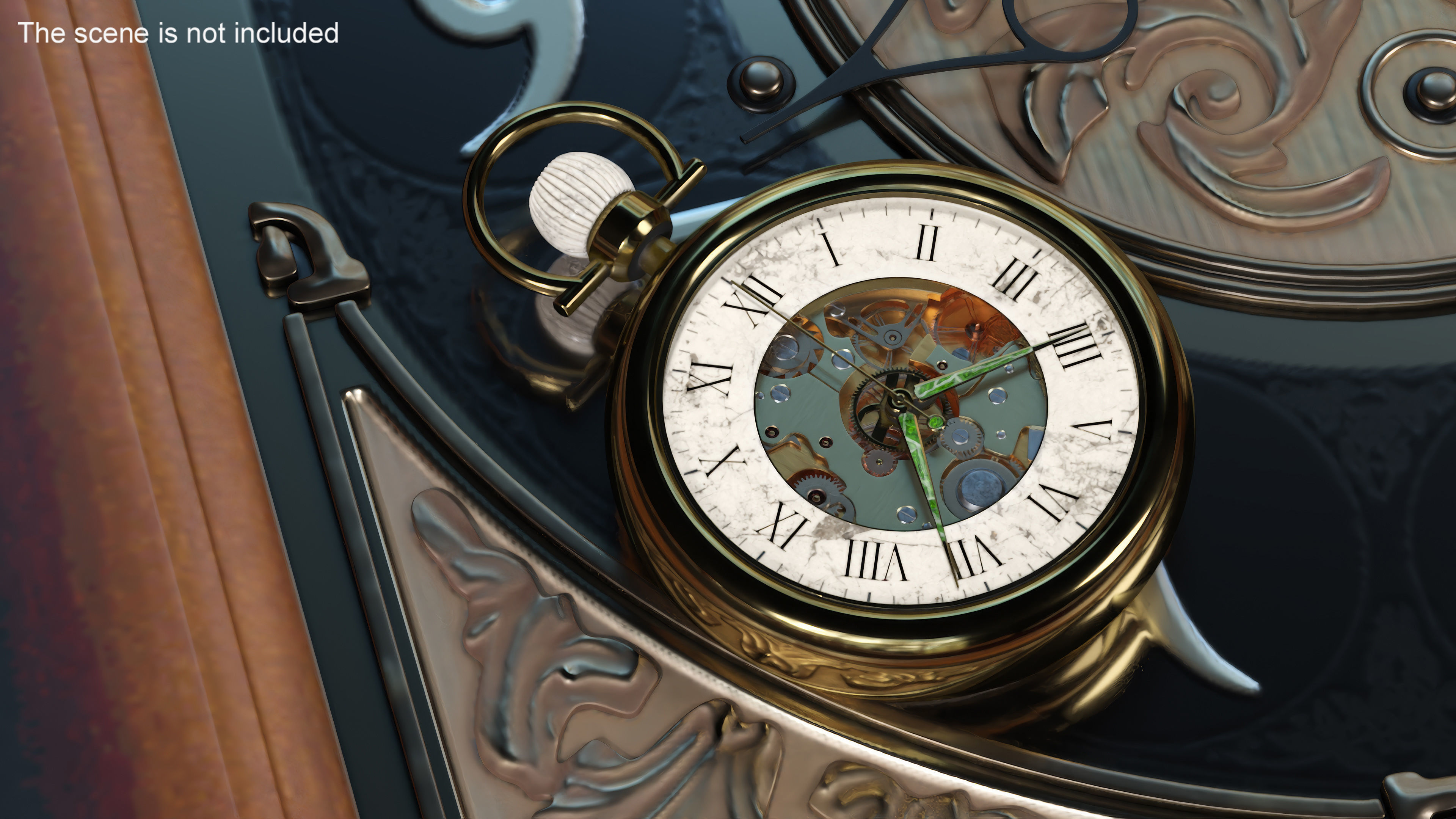Inlay Antique Pocket Watch Animated 3D model