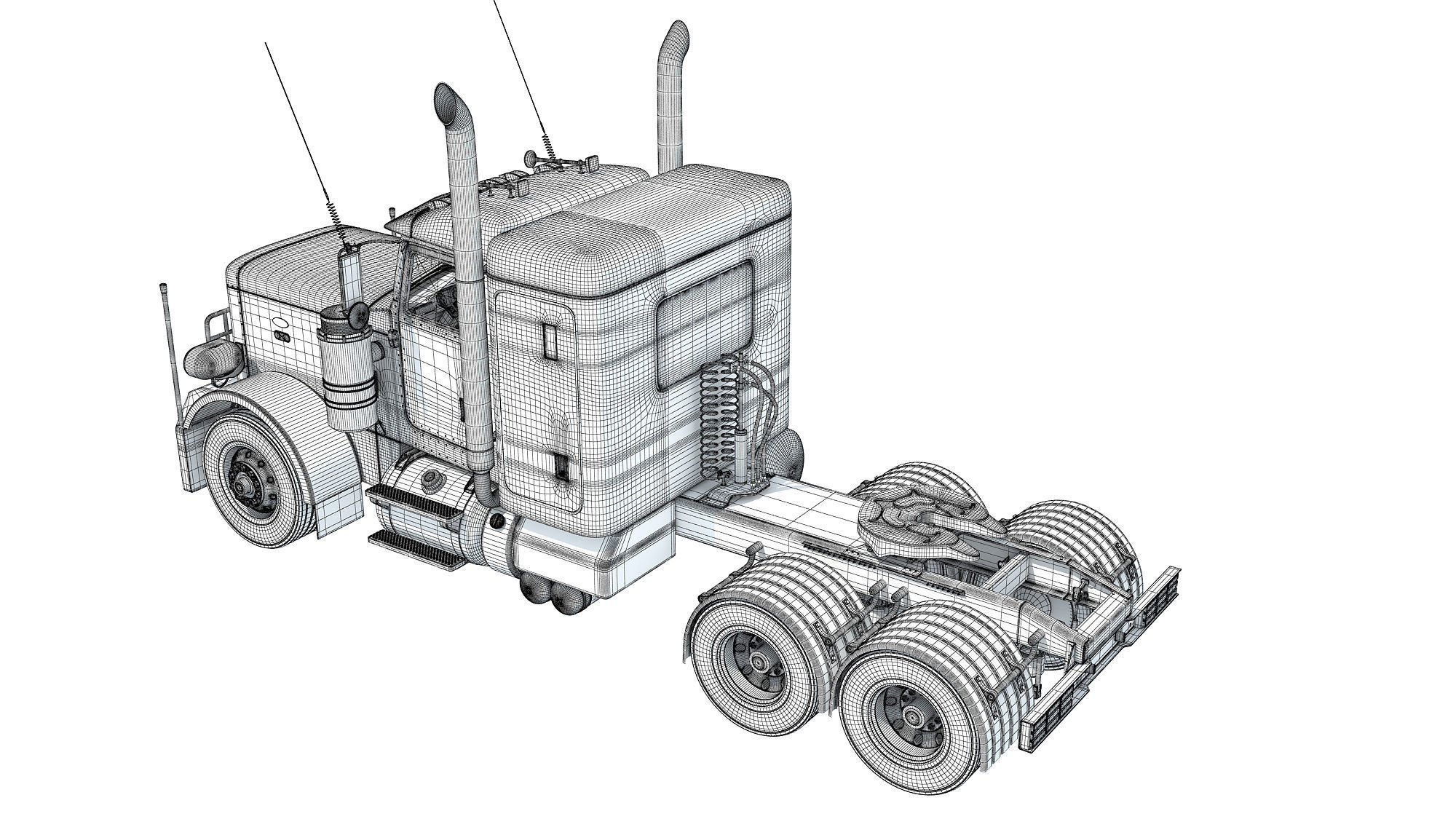 Generic Semi Truck Sleeper Cab 3D model_18