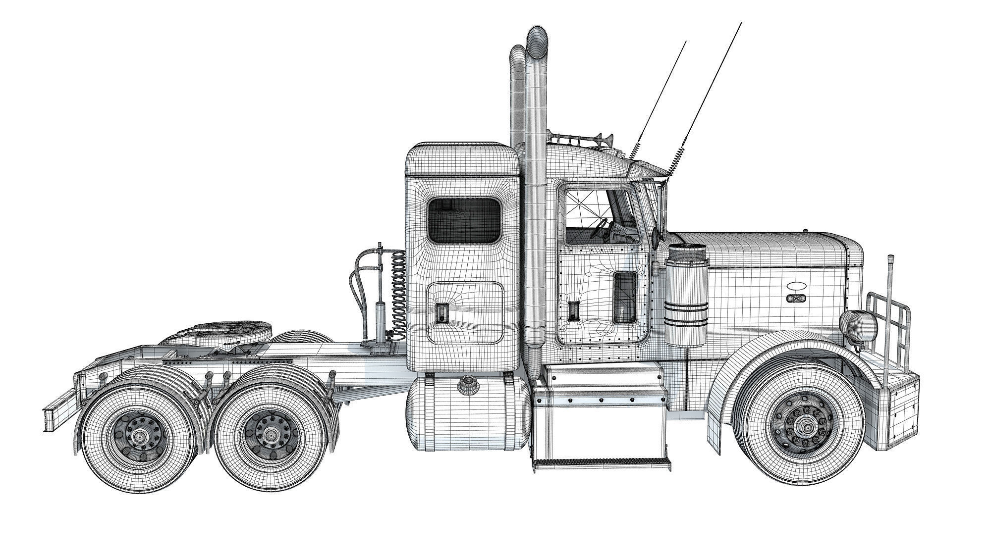 Generic Semi Truck Sleeper Cab 3D model_20