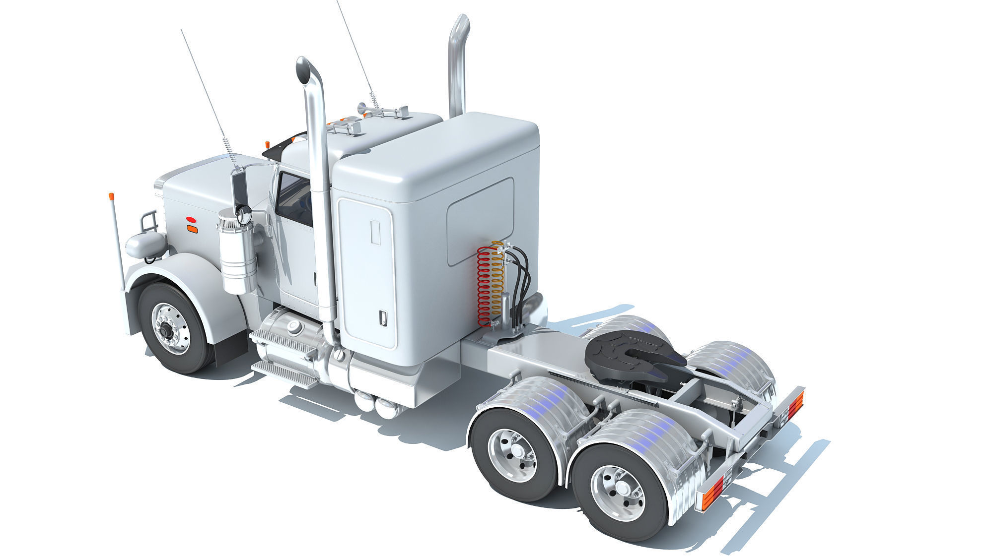 Generic Semi Truck Sleeper Cab 3D model_4