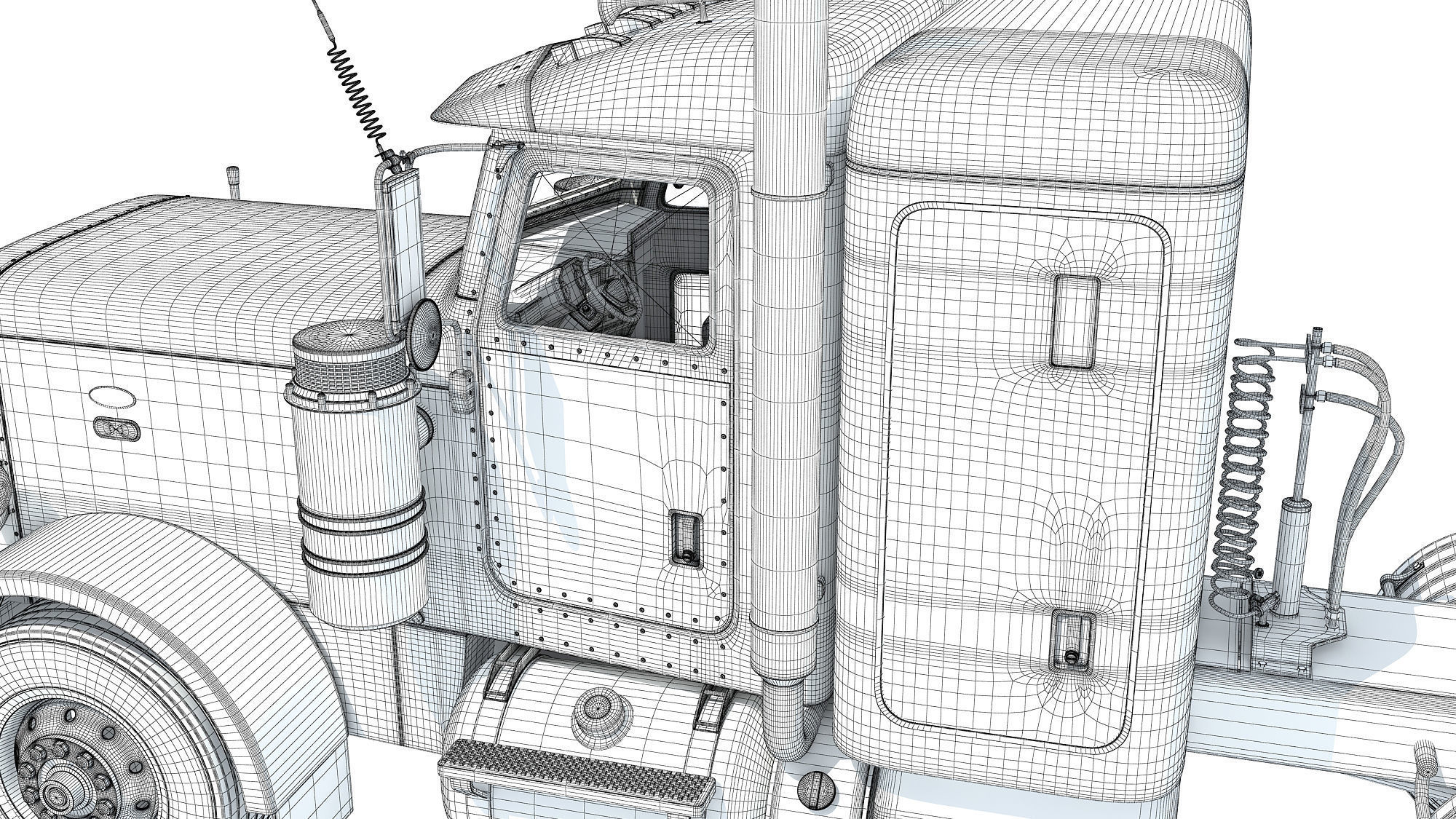 Generic Semi Truck Sleeper Cab 3D model_22