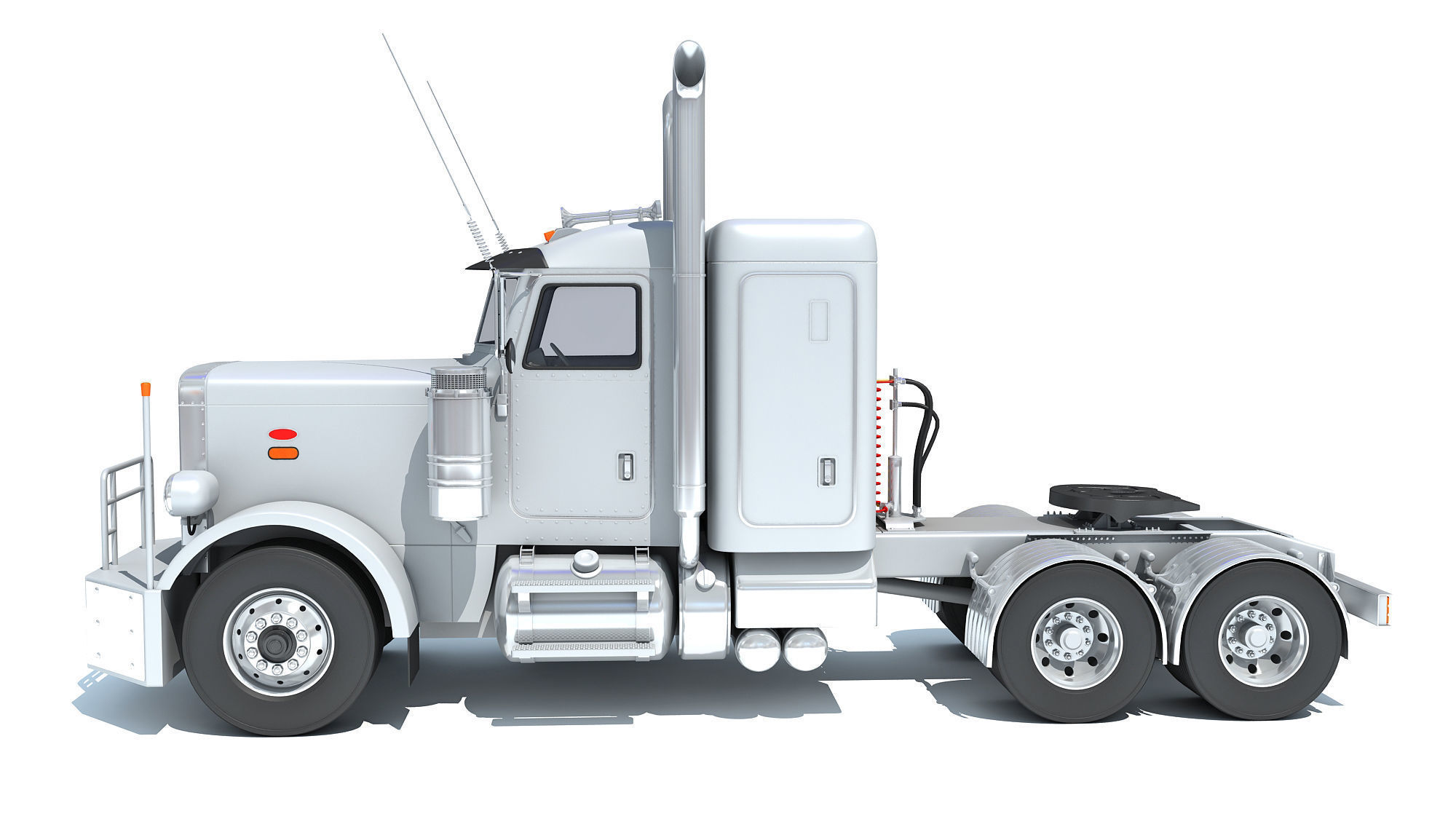 Generic Semi Truck Sleeper Cab 3D model_2