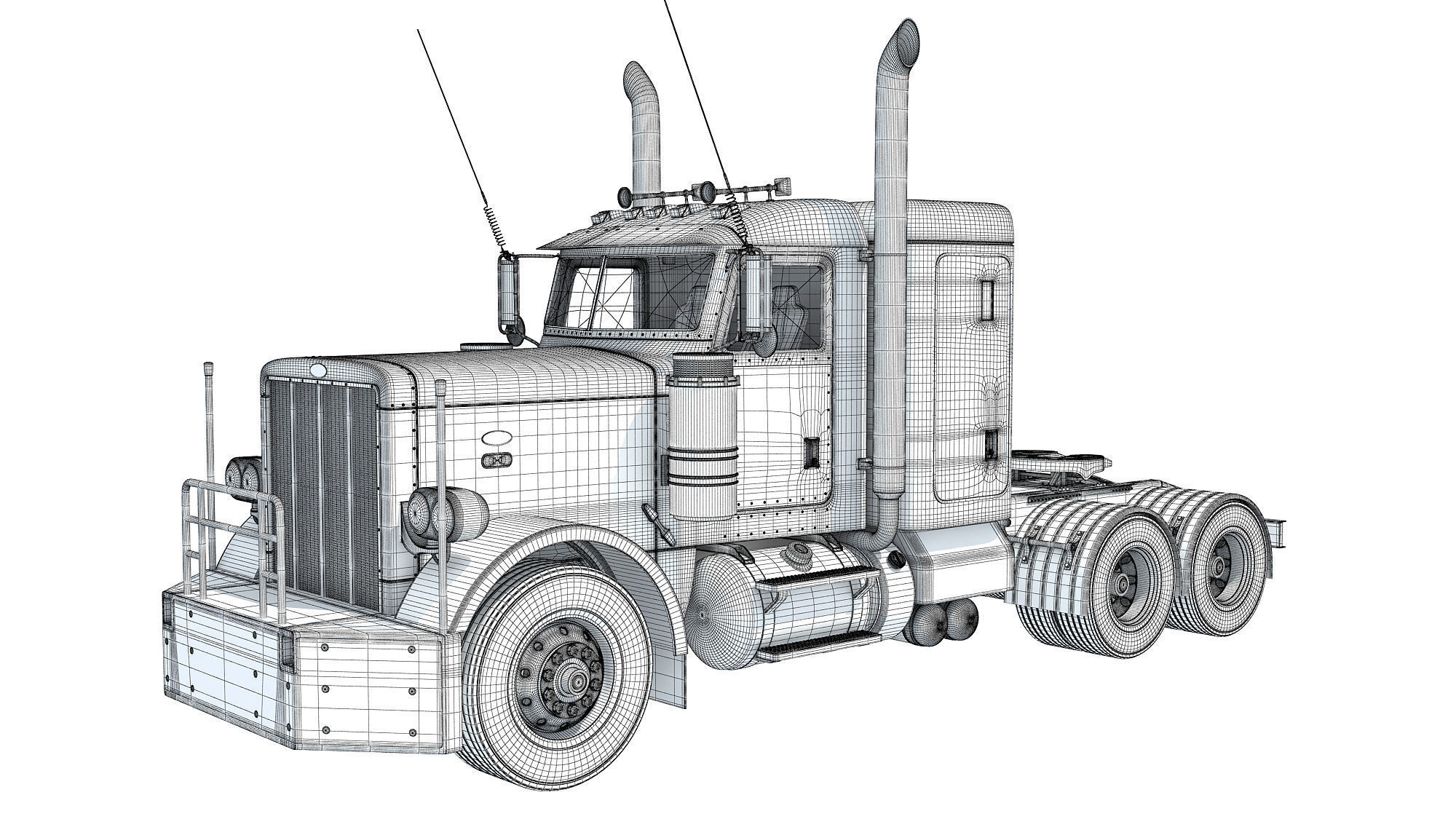 Generic Semi Truck Sleeper Cab 3D model_17