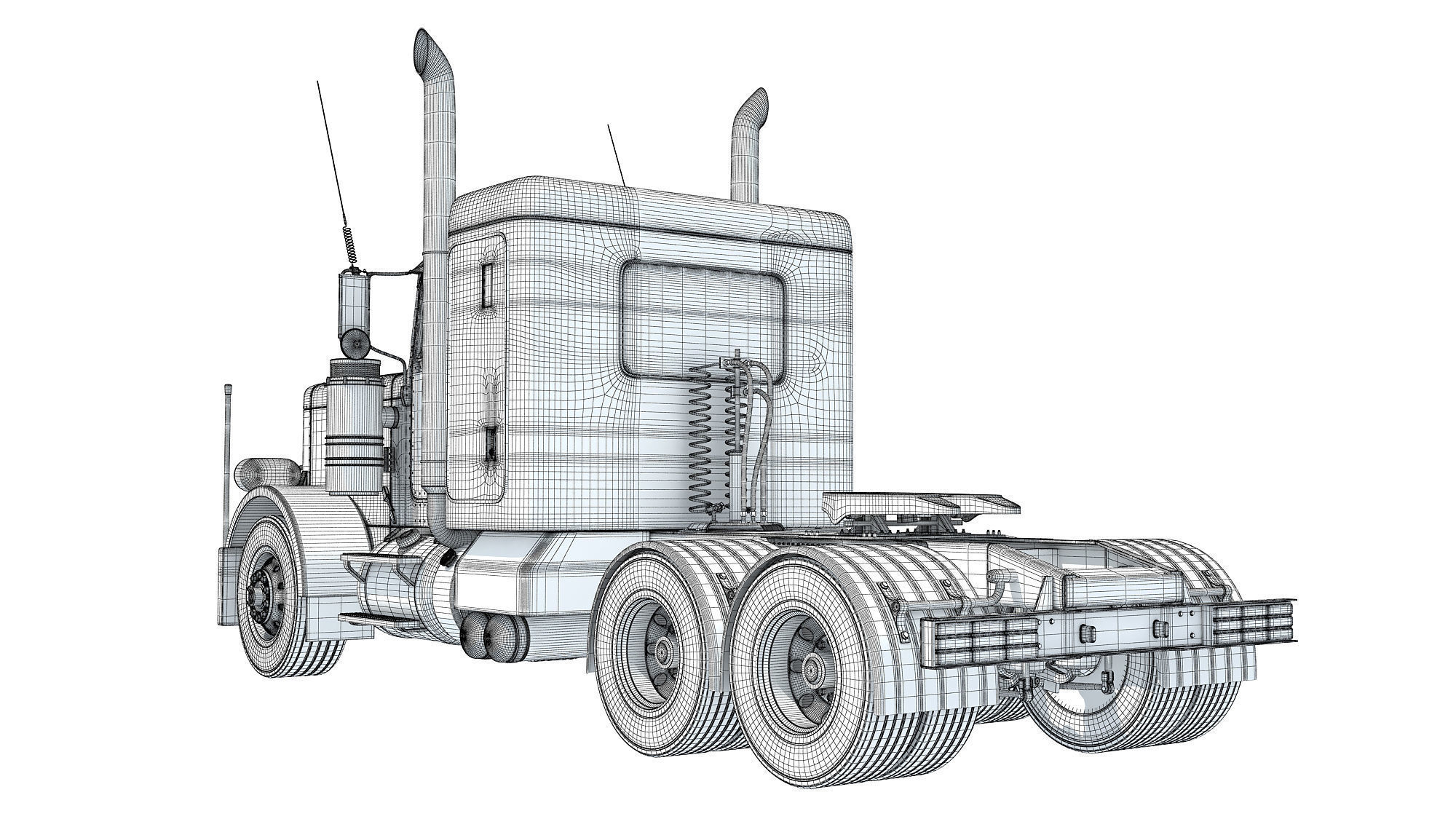 Generic Semi Truck Sleeper Cab 3D model_19
