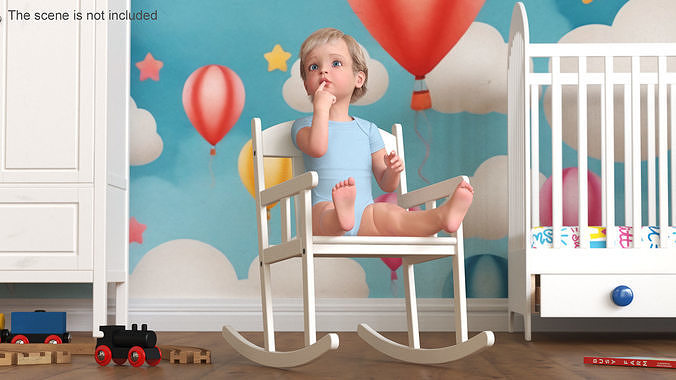 Boy Sitting in a Rocking Chair 3D model 2