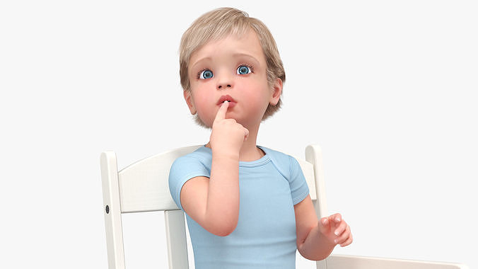 Boy Sitting in a Rocking Chair 3D model 7