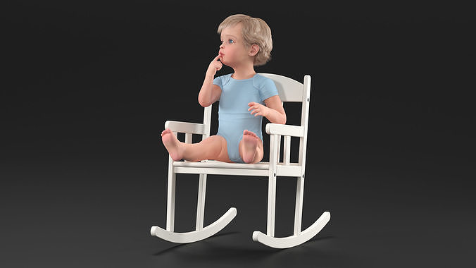 Boy Sitting in a Rocking Chair 3D model 3