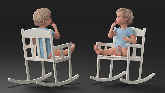 Boy Sitting in a Rocking Chair 3D model 4