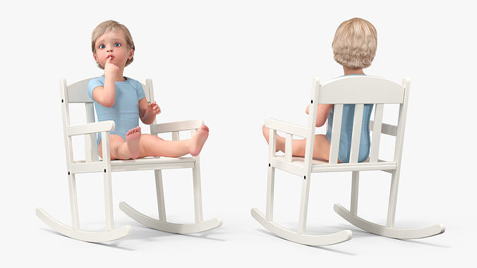 Boy Sitting in a Rocking Chair 3D model 6