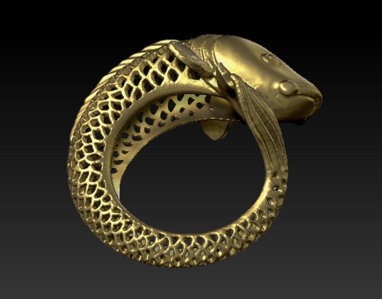 Fish ring14 3D print model_4